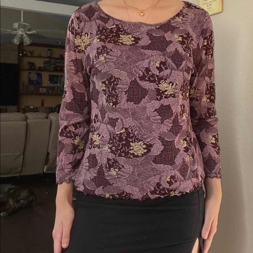 APOSTROPHE PURPLE FLORAL PRINT TOP BLOUSE